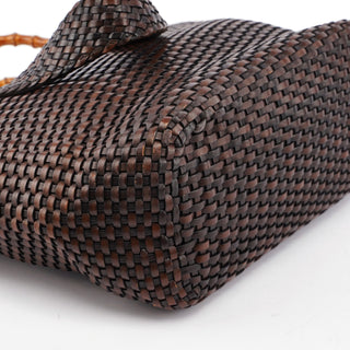 Gucci 1996 Brown Woven Bamboo 2-Way Bag