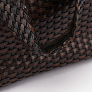 Gucci 1996 Brown Woven Bamboo 2-Way Bag