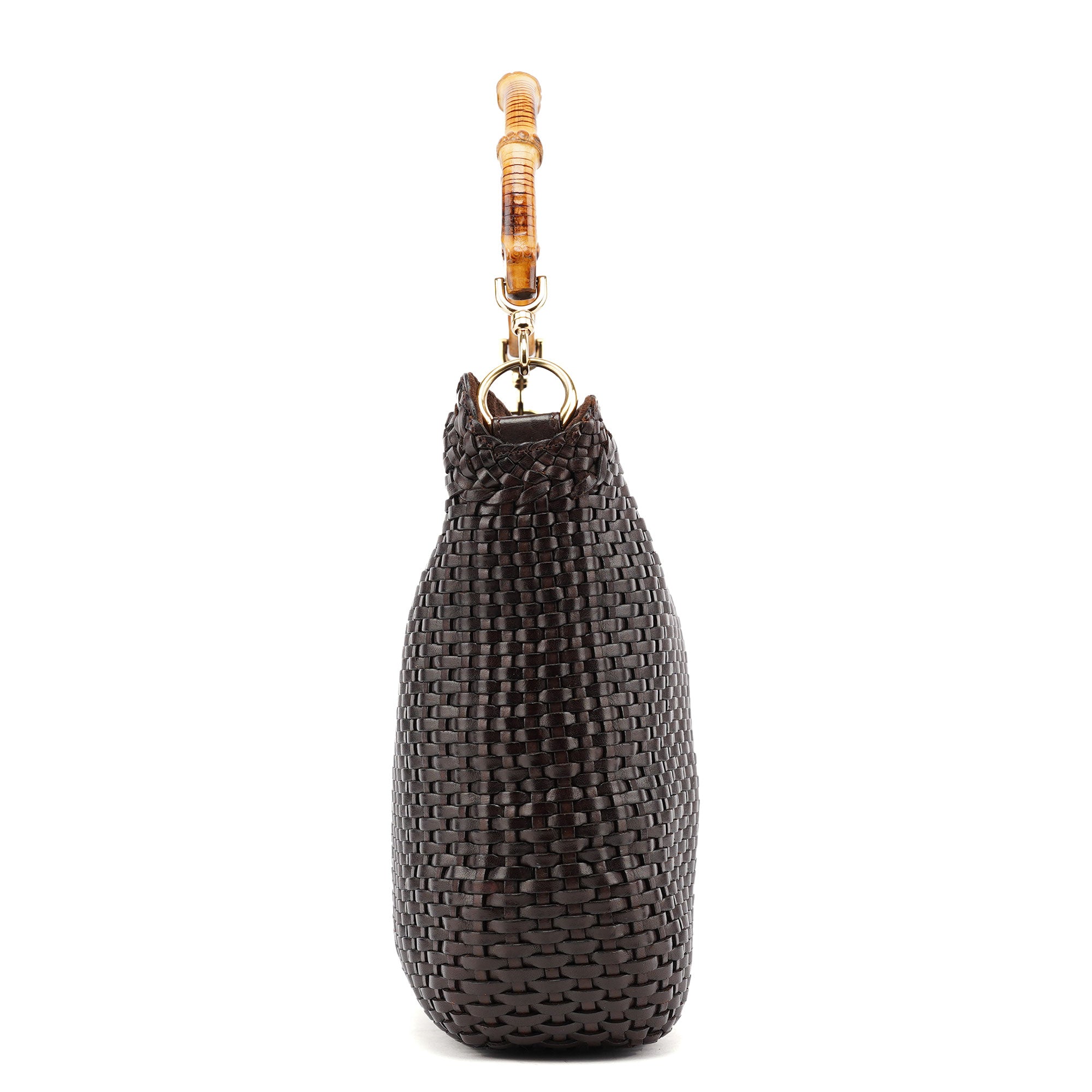 Gucci 1996 Brown Woven Bamboo 2-Way Shoulder Bag