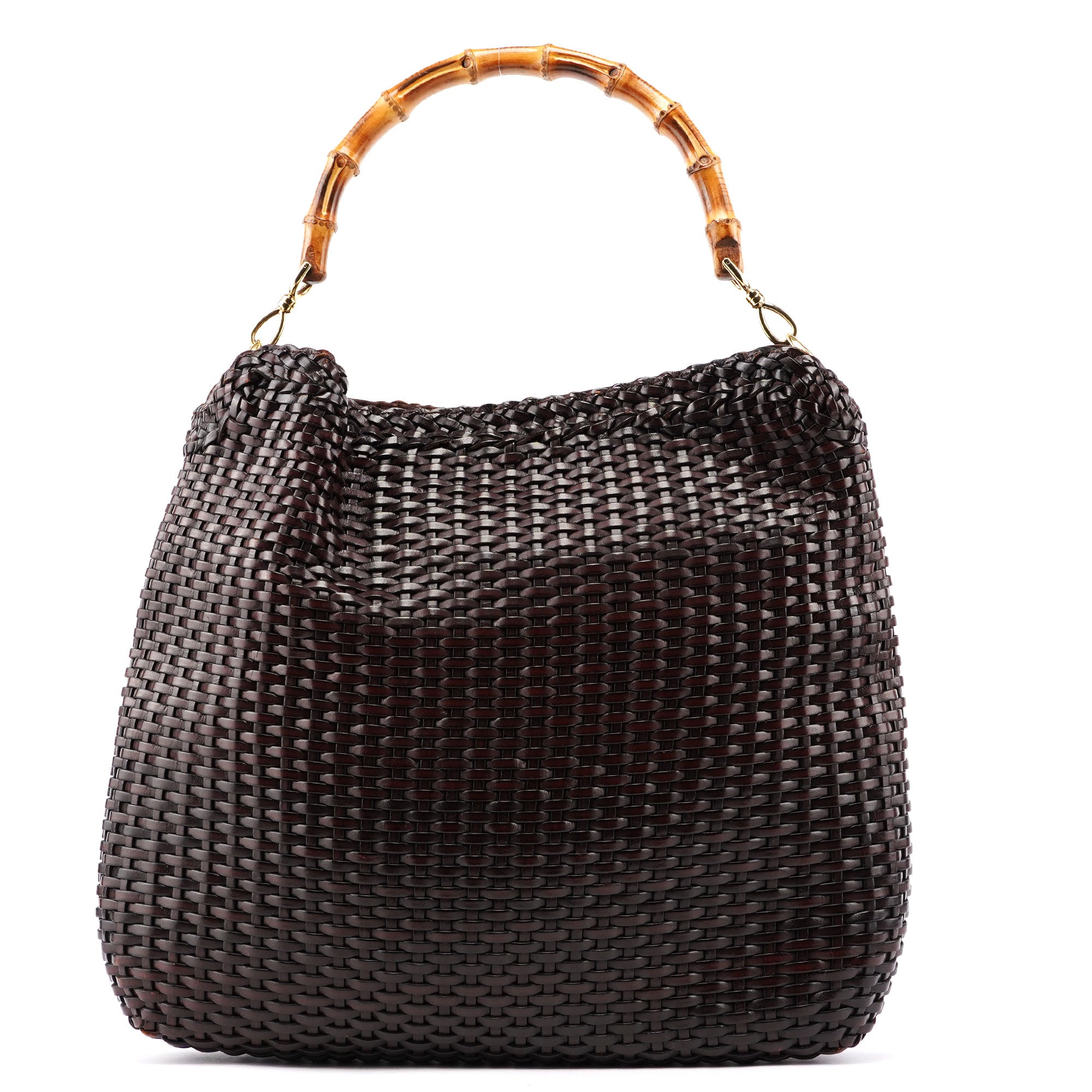 Gucci 1996 Sac deux portés Bamboo en matière tressée marron