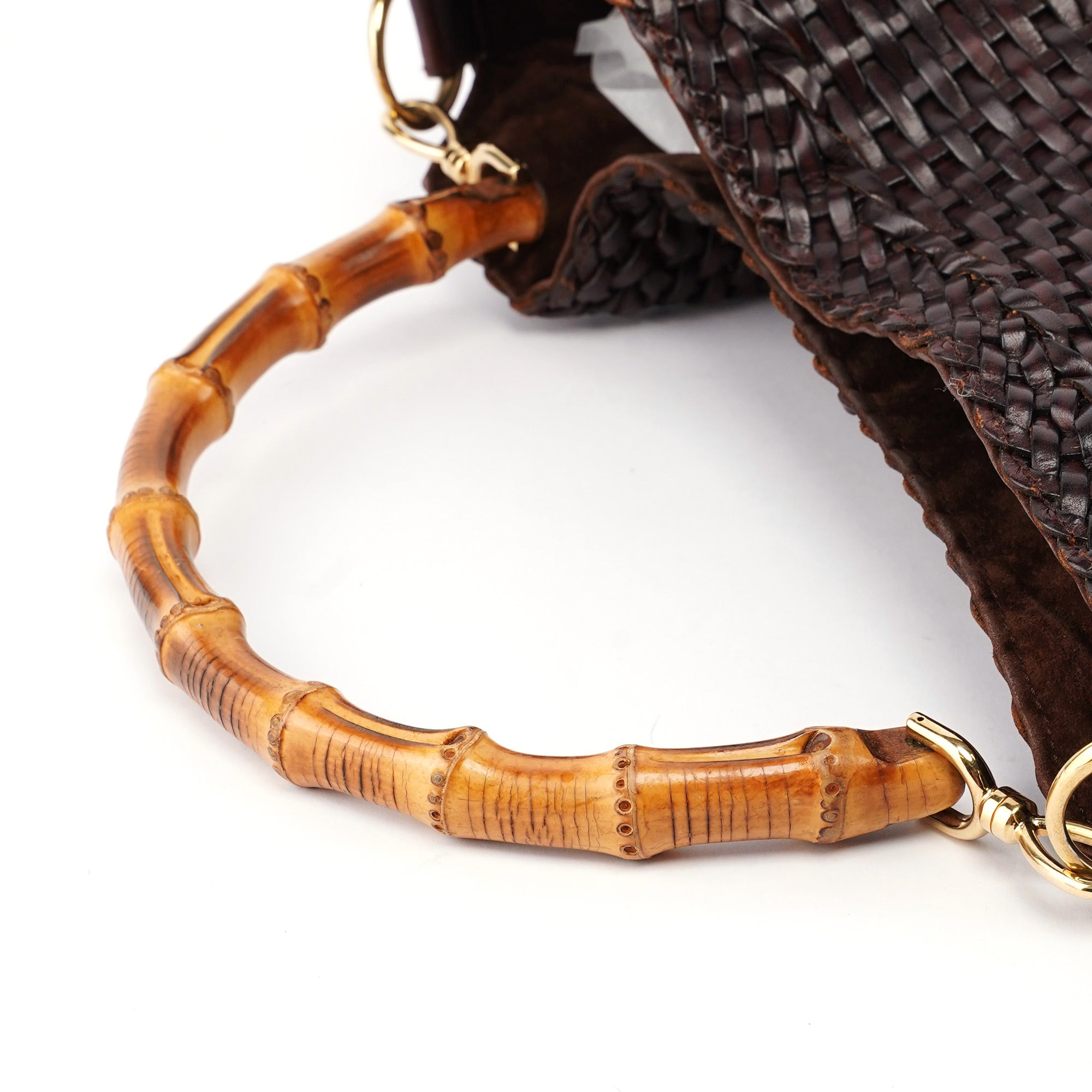 Gucci 1996 Sac deux portés Bamboo en matière tressée marron
