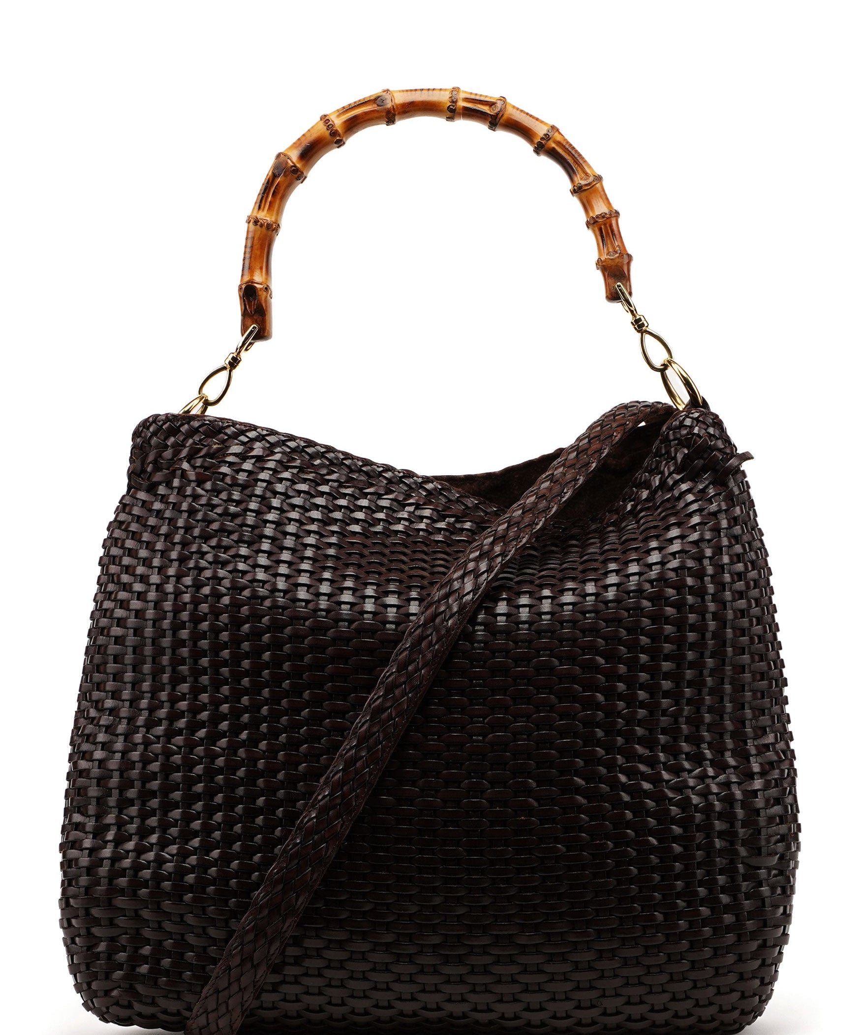 Gucci 1996 Brown Woven Bamboo Bag