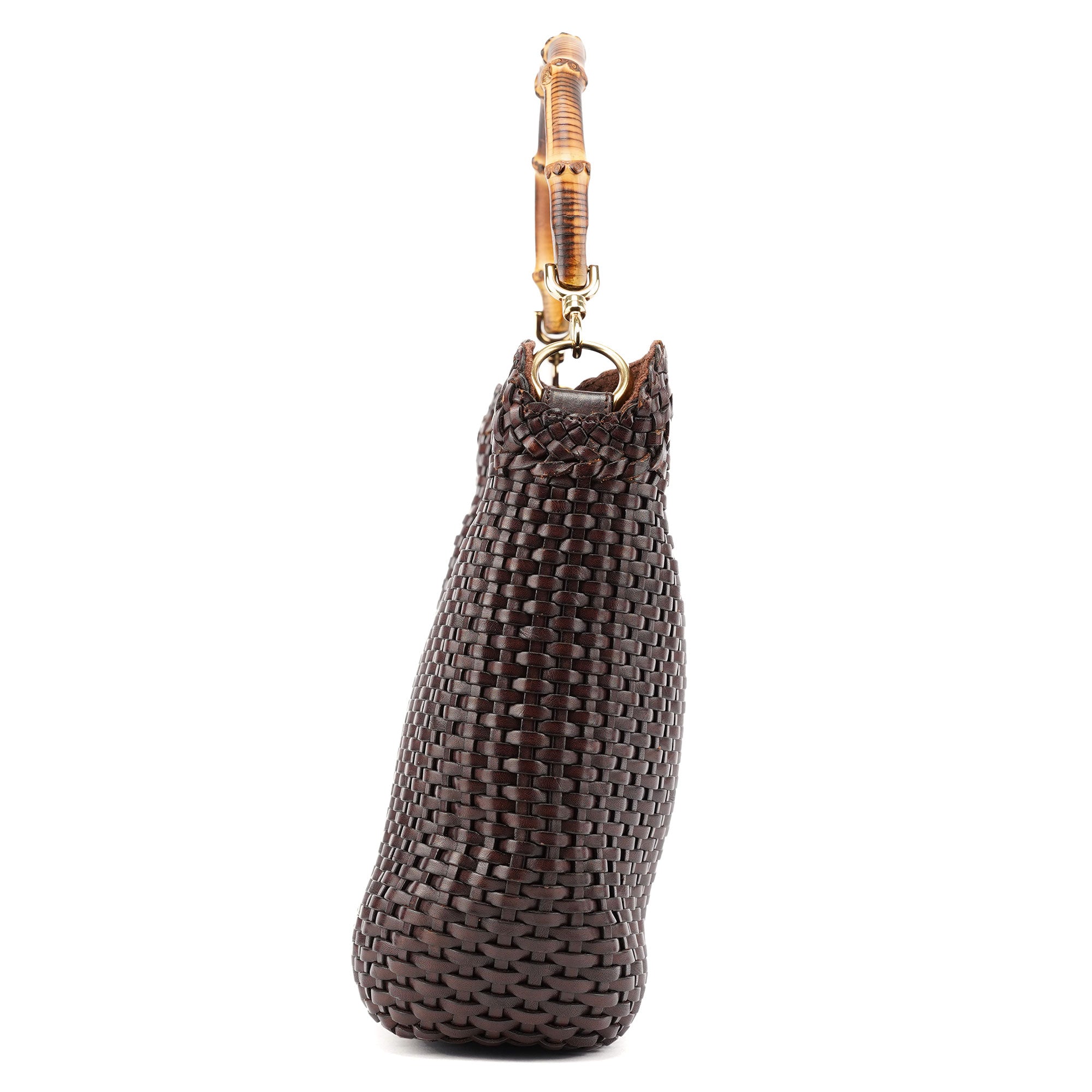 Gucci 1996 Sac porté épaule Bamboo en cuir tressé marron