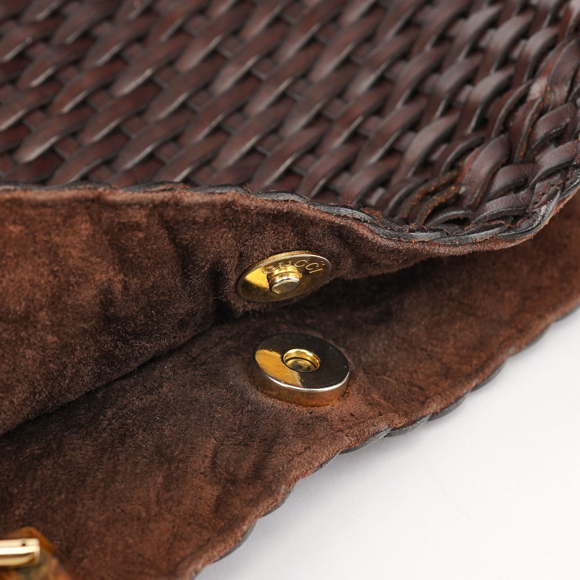 Gucci 1996 Sac porté épaule Bamboo en cuir tressé marron