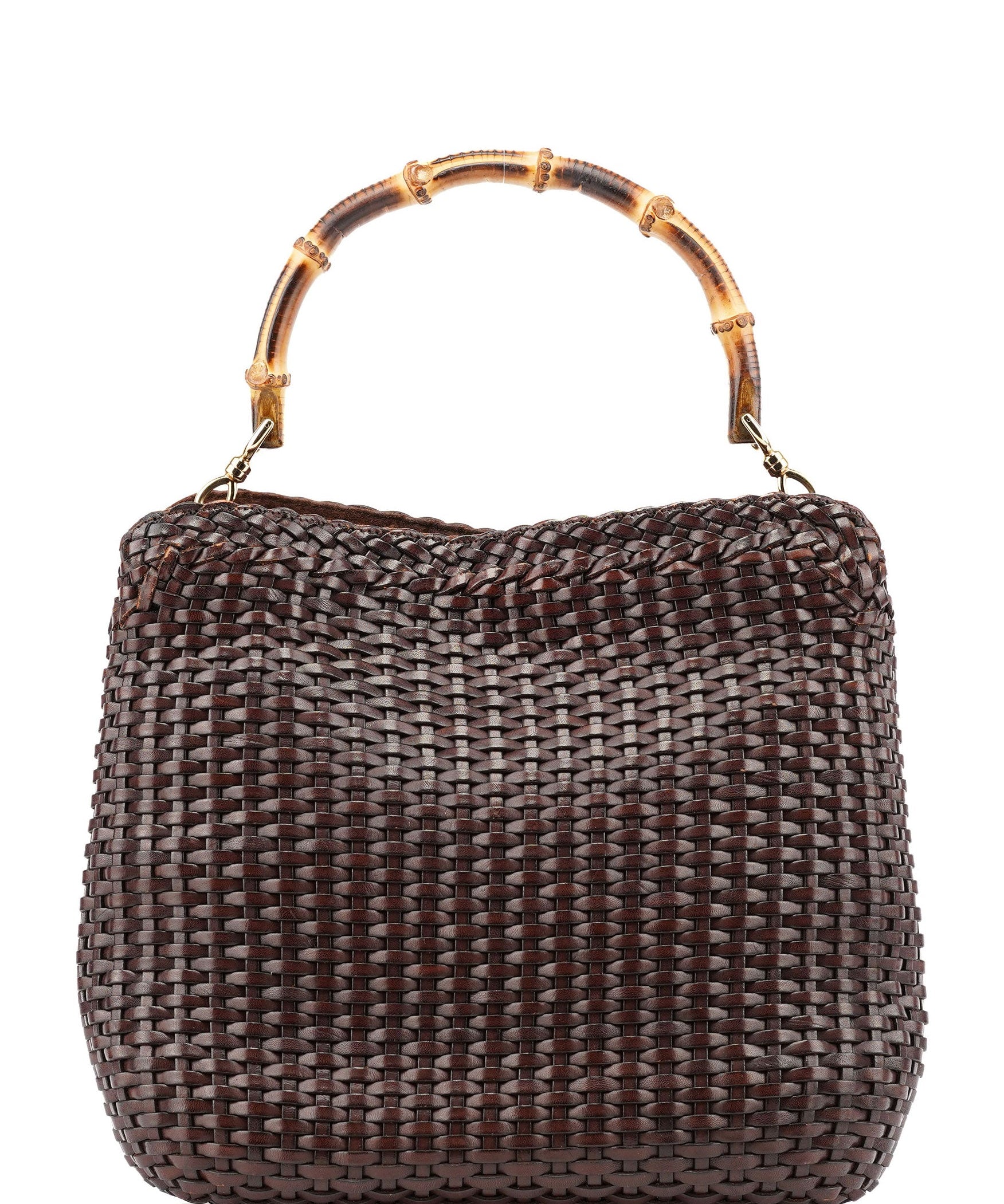 Gucci 1996 Brown Woven Bamboo Shoulder Bag