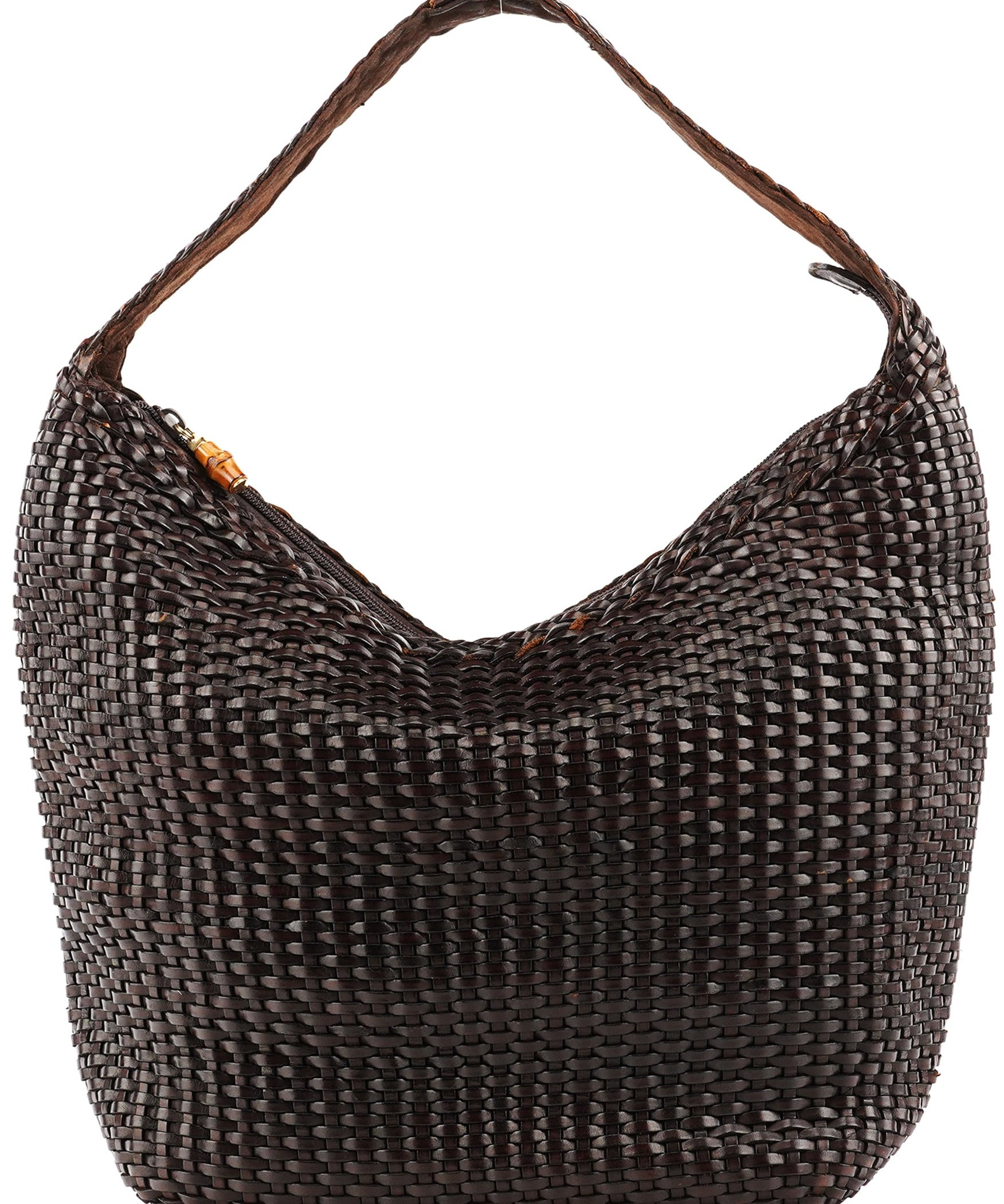 Gucci 1996 Brown Woven Bamboo Shoulder Bag