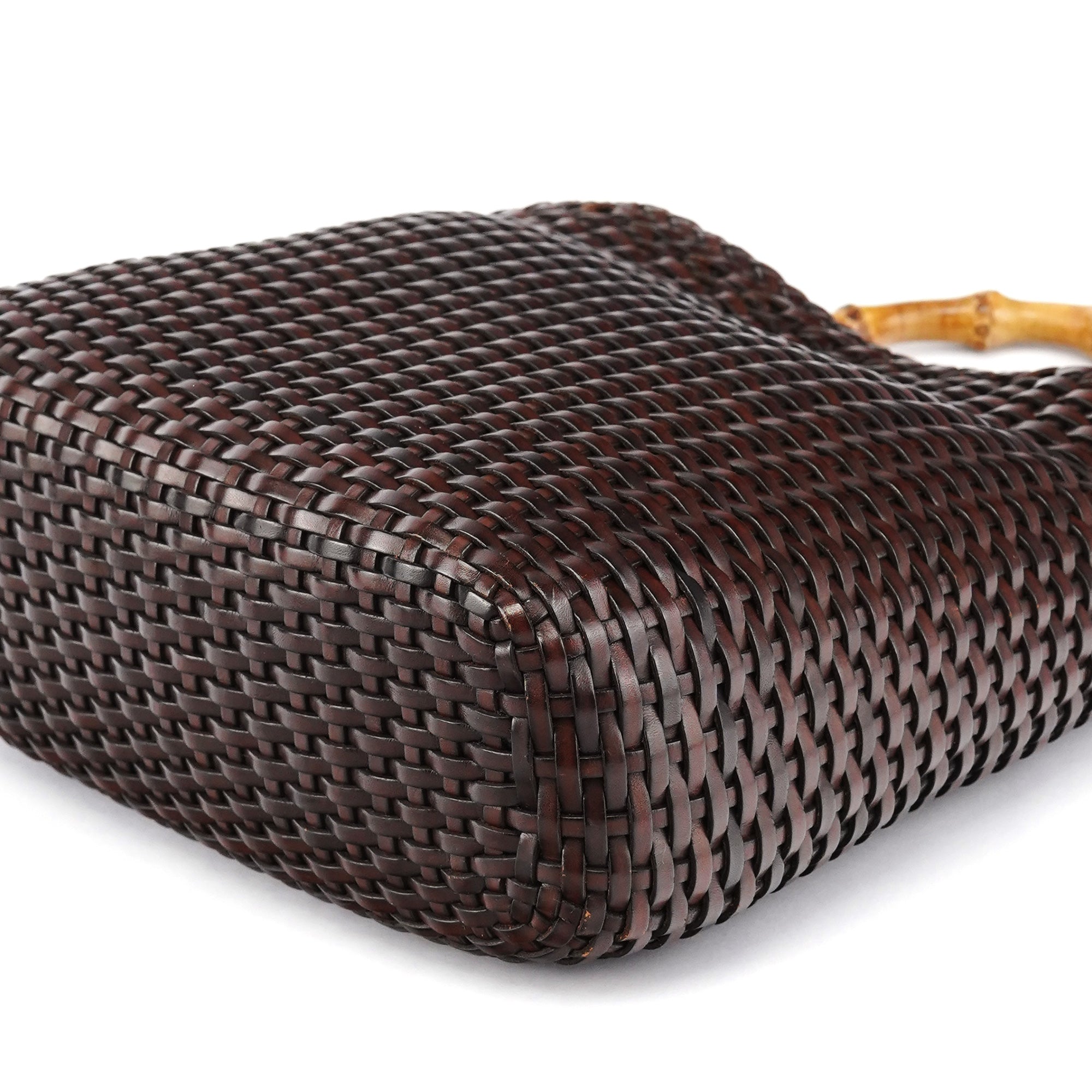 Gucci 1996 Sac porté épaule Bamboo en cuir tressé marron