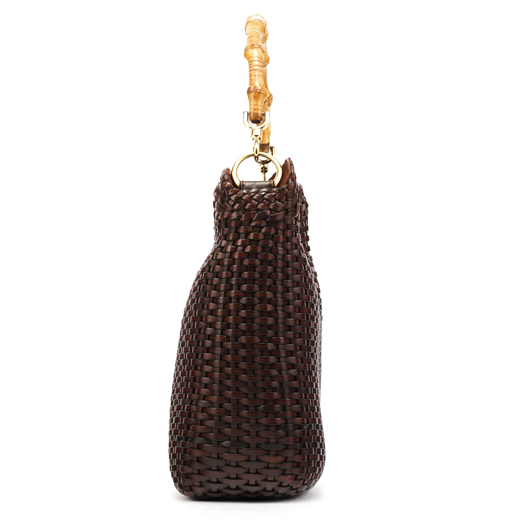 Gucci 1996 Sac porté épaule Bamboo en cuir tressé marron