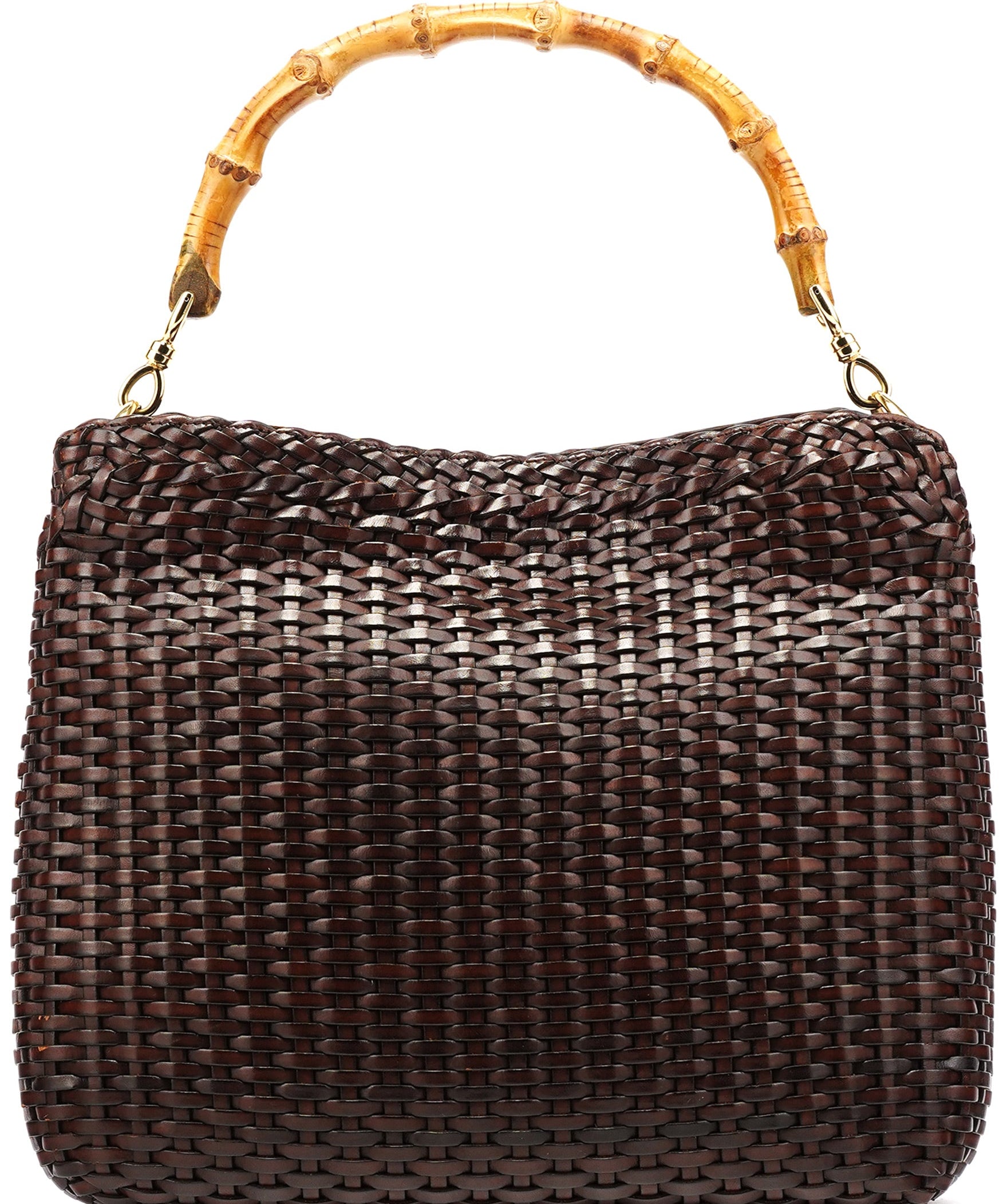 Gucci 1996 Brown Woven Bamboo Shoulder Bag