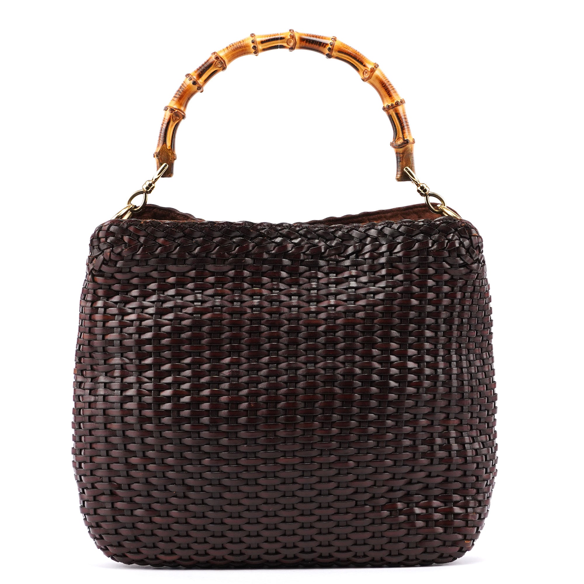 Gucci 1996 Brown Woven Bamboo Shoulder Bag