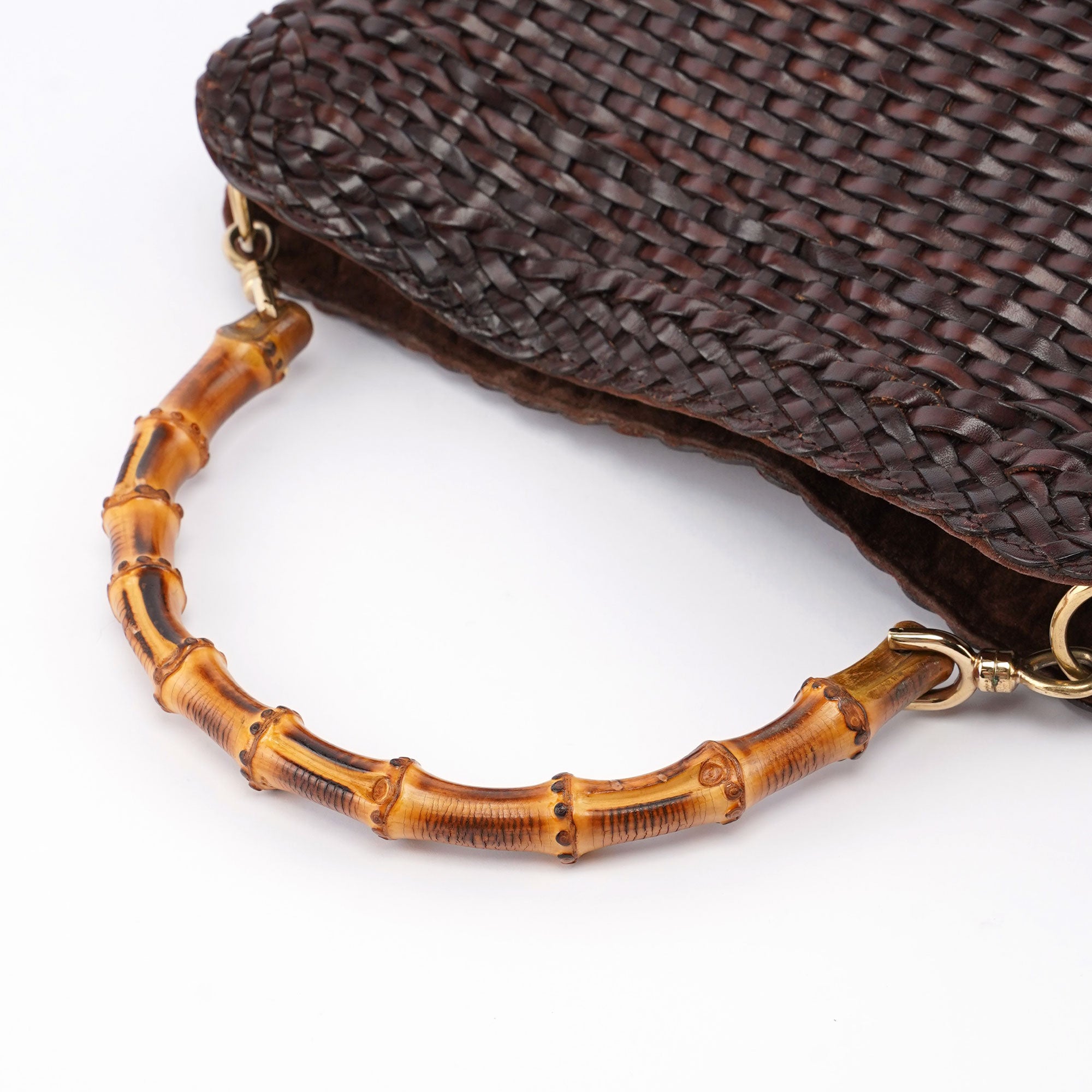 Gucci 1996 Brown Woven Bamboo Shoulder Bag