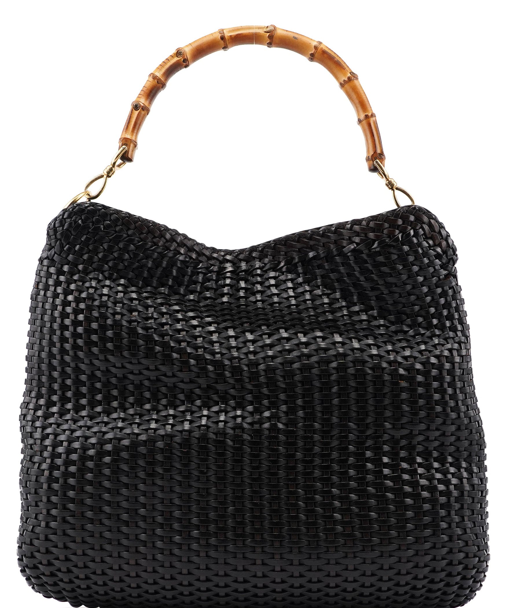 Gucci 1996 Brown Woven Bamboo Shoulder Bag