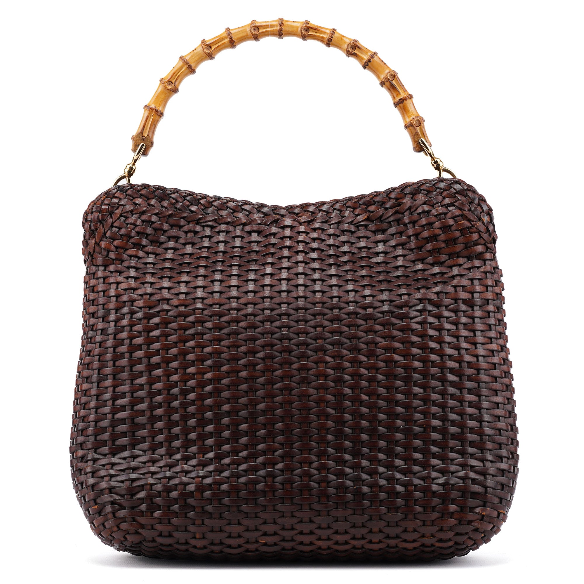 Gucci 1996 Brown Woven Bamboo Shoulder Bag