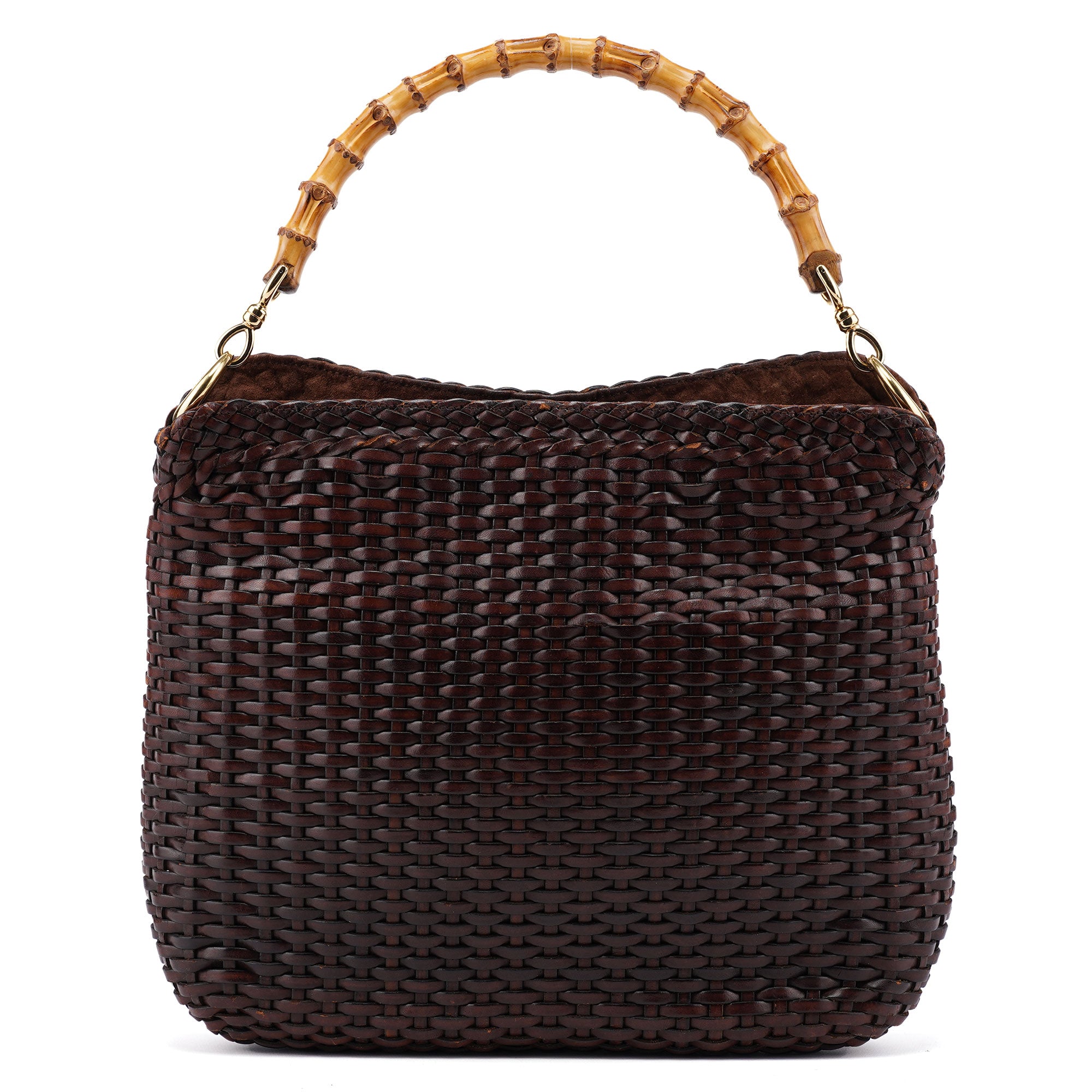 Gucci 1996 Brown Woven Bamboo Shoulder Bag