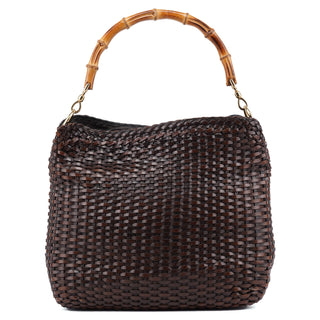 Gucci 1996 Brown Woven Bamboo Shoulder Bag