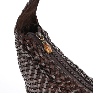 Gucci 1996 Brown Woven Hobo Shoulder Bag