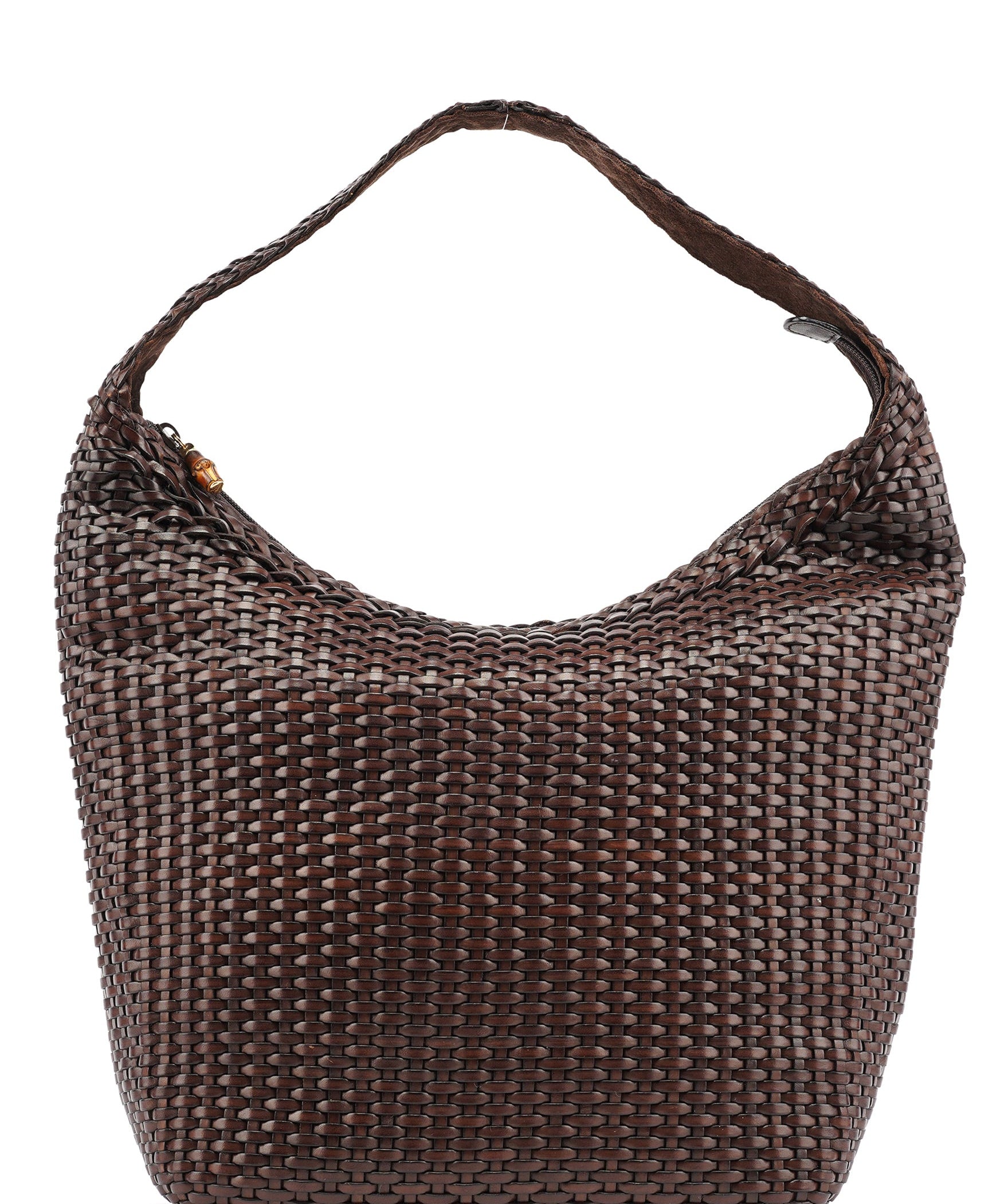 Gucci 1996 Brown Woven Hobo Shoulder Bag