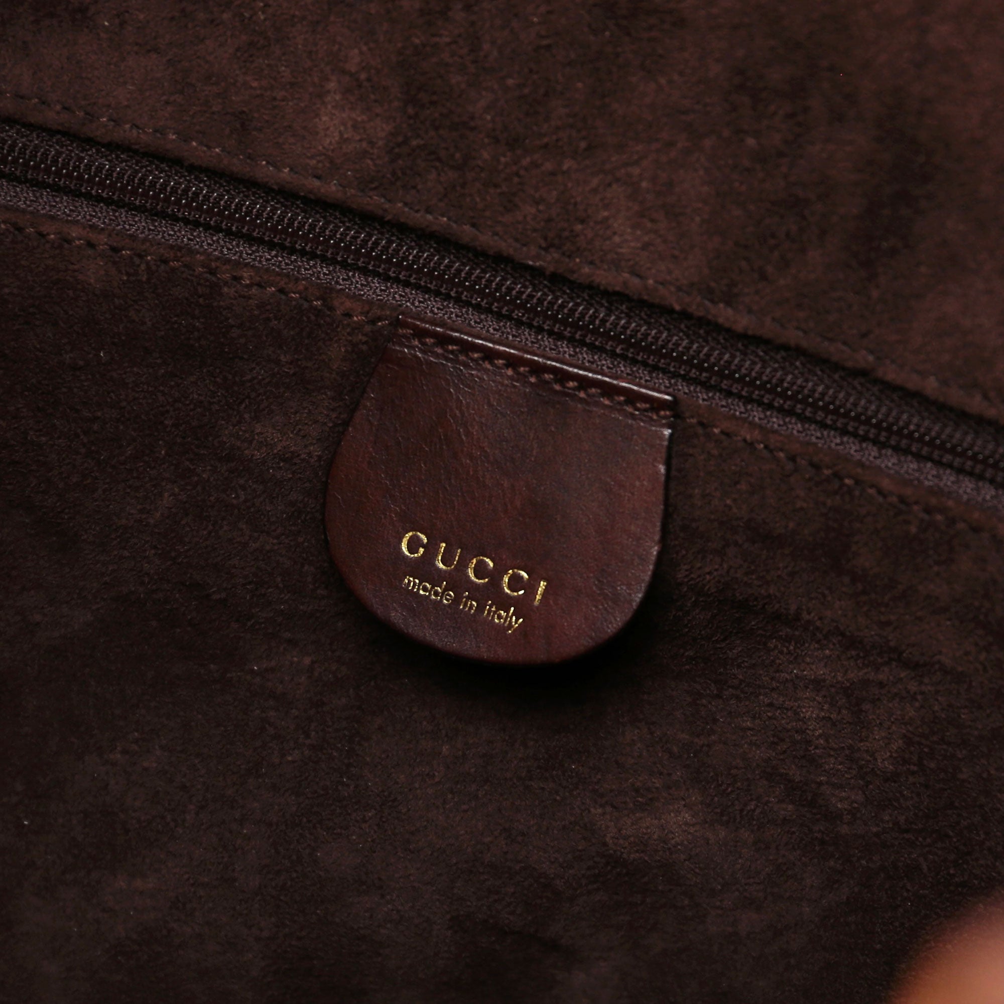 Gucci 1996 Large Brown Woven Bamboo 2-Way Bag