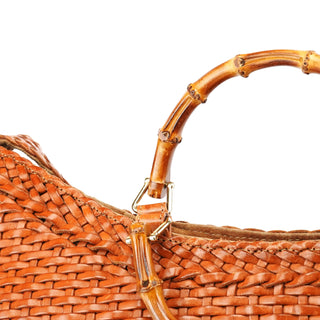 Gucci 1996 Light Brown Leather Bamboo 2-Way Bag