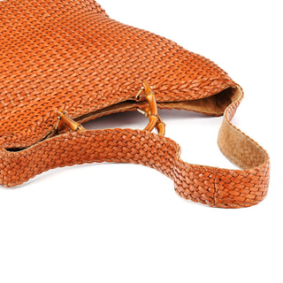 Gucci 1996 Light Brown Leather Bamboo 2-Way Bag