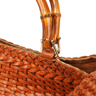 Gucci 1996 Light Brown Leather Bamboo 2-Way Bag
