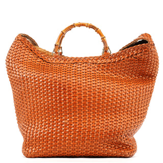 Gucci 1996 Light Brown Leather Bamboo 2-Way Bag