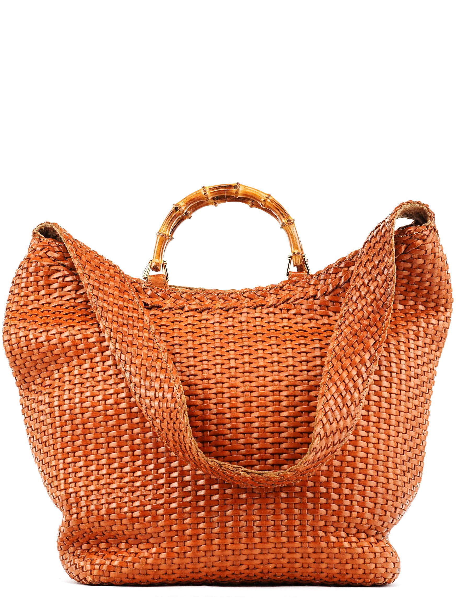 Gucci 1996 Sac deux portés Bamboo en cuir marron clair