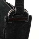 Gucci 1997 Borsa a spalla in camoscio antracite con finiture in resina