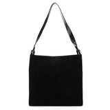 Gucci 1997 Borsa a spalla in camoscio antracite con finiture in resina