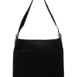 Gucci 1997 Borsa a spalla in camoscio antracite con finiture in resina