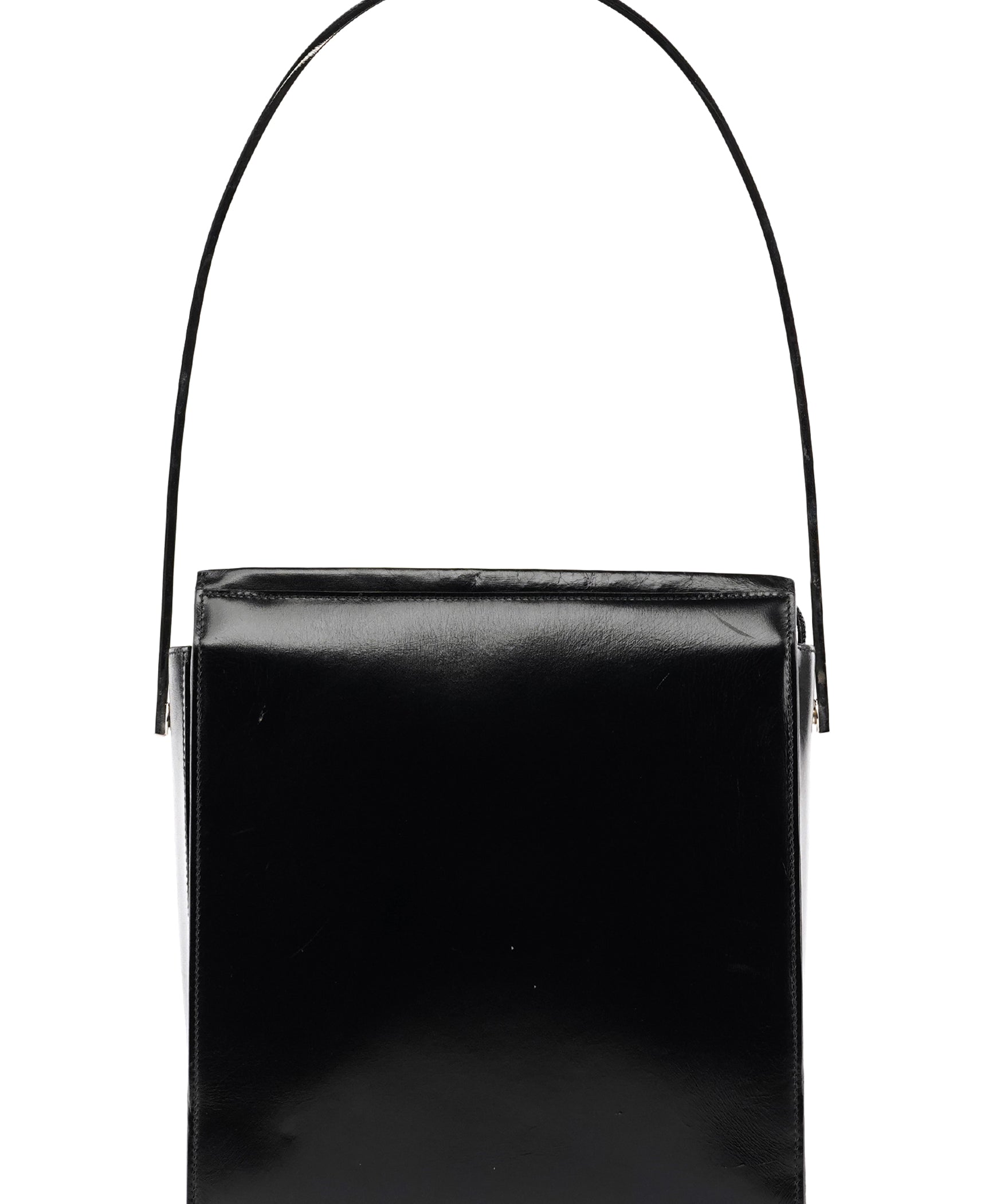 Gucci 1997 Black Calfskin Leather Metal Handle Shoulder Bag