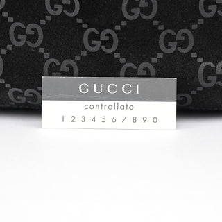 Gucci 1997 Black GG Suede Drawstring Shoulder Bag