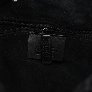 Gucci 1997 Black GG Suede Drawstring Shoulder Bag