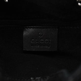 Gucci 1997 Black GG Suede Drawstring Shoulder Bag