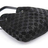 Gucci 1997 Black GG Suede Drawstring Shoulder Bag