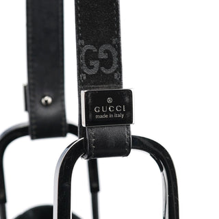 Gucci 1997 Black GG Suede Drawstring Shoulder Bag