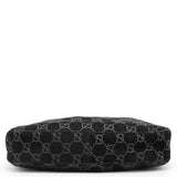 Gucci 1997 Black GG Suede Drawstring Shoulder Bag