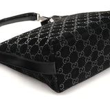Gucci 1997 Black GG Suede Hobo Shoulder Bag