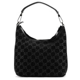 Gucci 1997 Black GG Suede Hobo Shoulder Bag