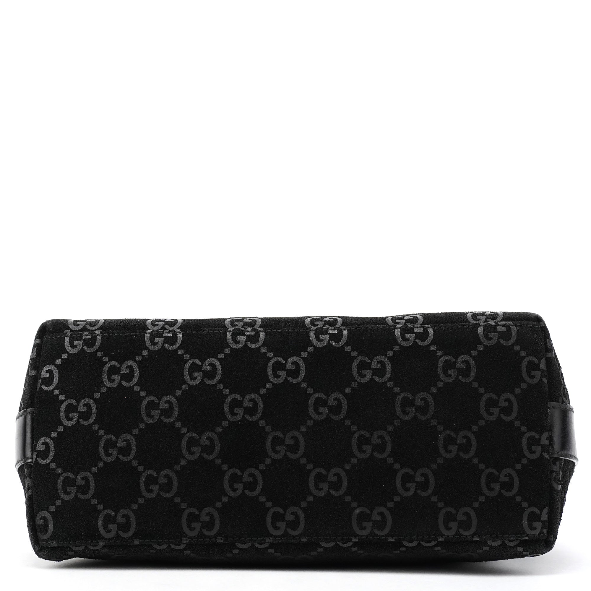 Gucci 1997 Black GG Suede Hobo Shoulder Bag