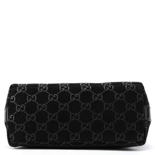 Gucci 1997 Black GG Suede Hobo Shoulder Bag