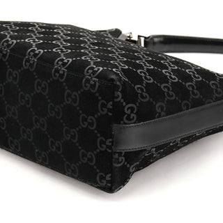 Gucci 1997 Black GG Suede Hobo Shoulder Bag