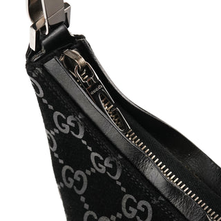 Gucci 1997 Black GG Suede Hobo Shoulder Bag