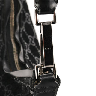 Gucci 1997 Black GG Suede Hobo Shoulder Bag