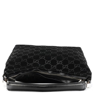 Gucci 1997 Black GG Suede Hobo Shoulder Bag