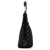 Gucci 1997 Black GG Suede Hobo Shoulder Bag