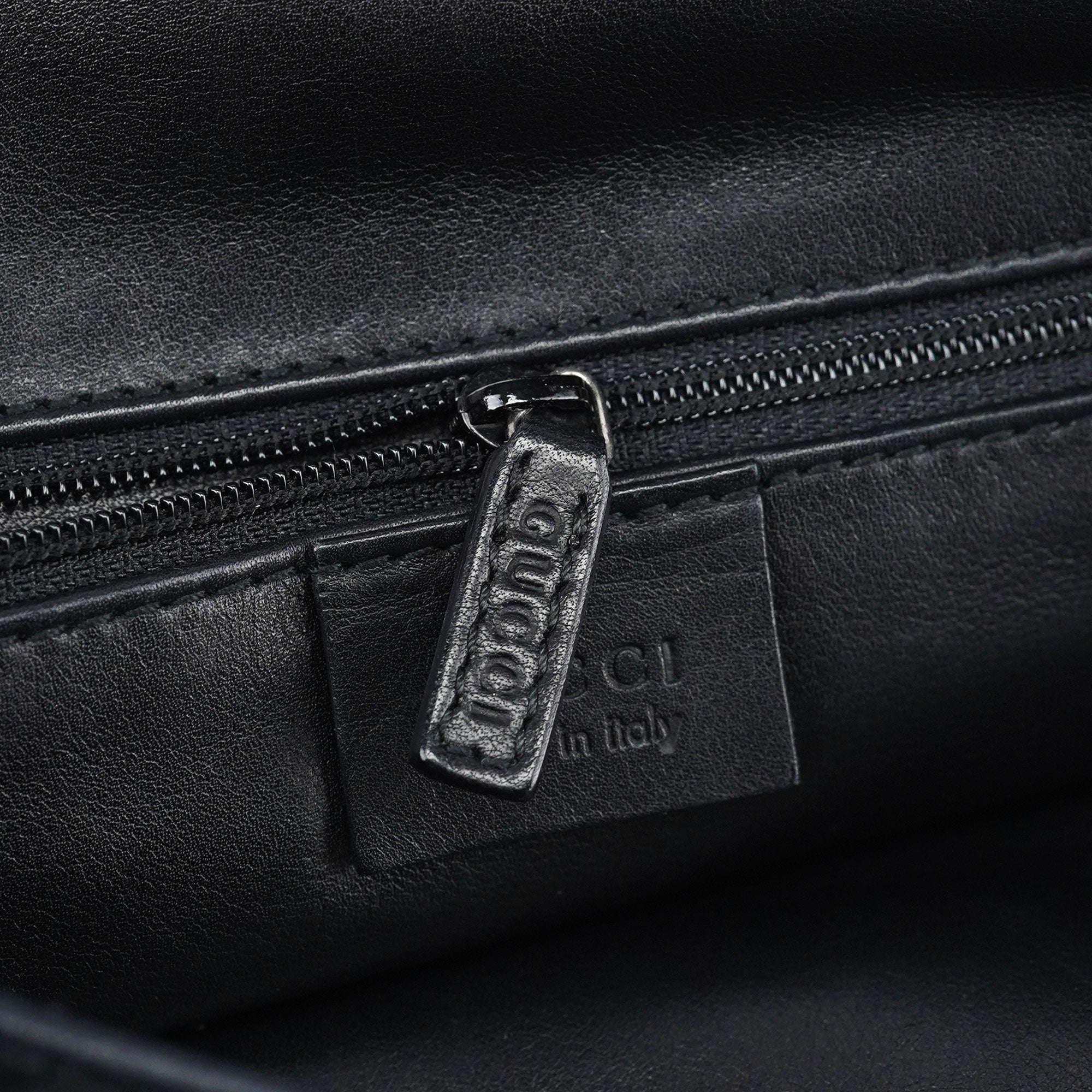 Gucci 1997 Black GG Suede Horsebit Bag