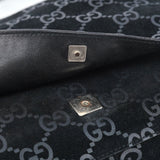 Gucci 1997 Black GG Suede Horsebit Bag