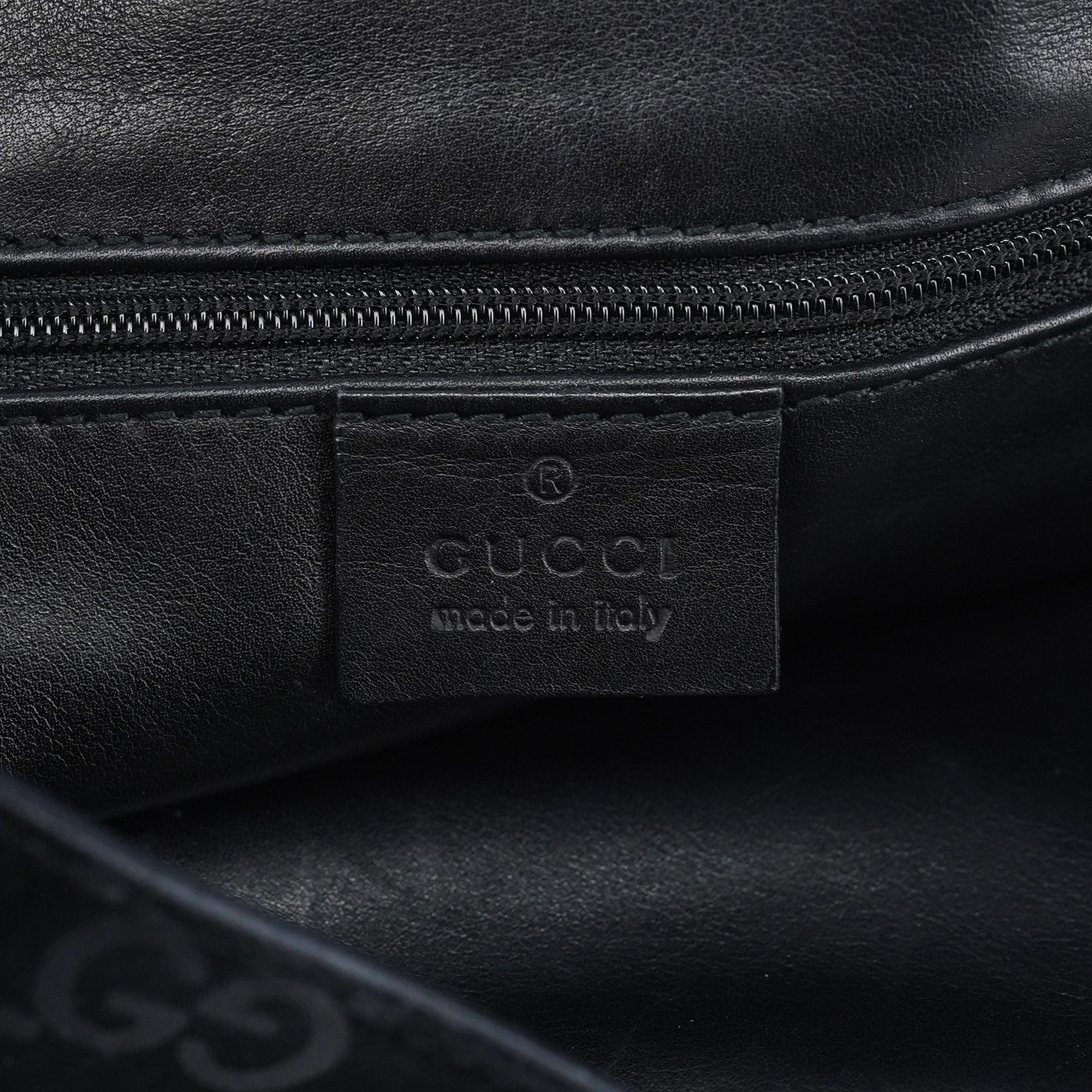 Gucci 1997 Black GG Suede Horsebit Bag