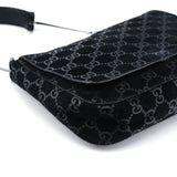 Gucci 1997 Black GG Suede Horsebit Bag